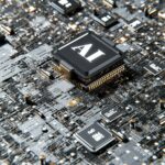 Illustration of AI and GPU processors representing Alibaba's Zhenwu V900 AI chip