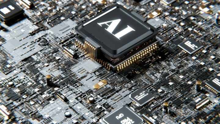 Illustration of AI and GPU processors representing Alibaba's Zhenwu V900 AI chip