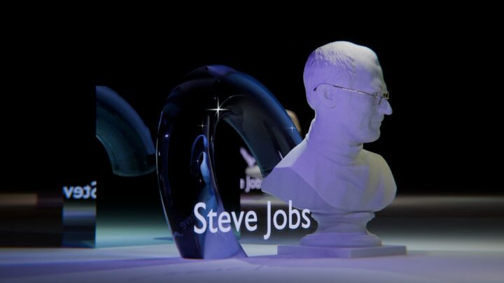 Steve Jobs sculpture representing Apple's leadership legacy