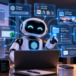 AI agents explained showing artificial intelligence completing tasks and using digital tools