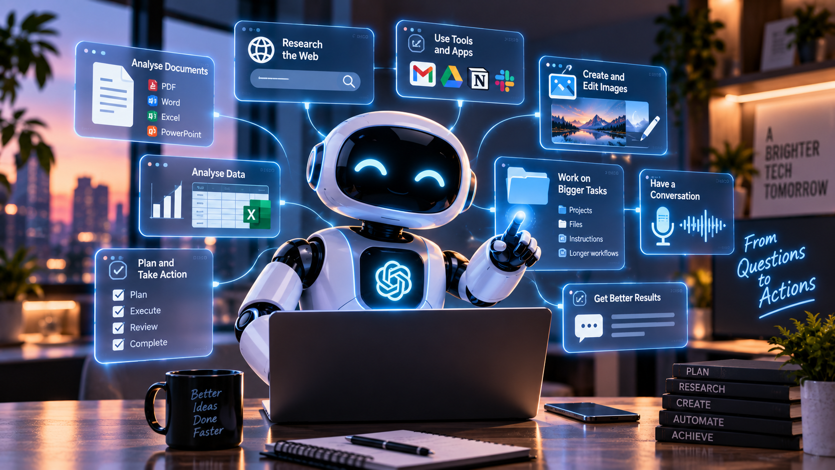 AI agents explained showing artificial intelligence completing tasks and using digital tools