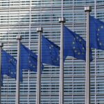 European Union flags outside the European Commission during debate over frontier AI safety