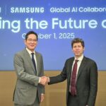 Samsung Electronics and OpenAI representatives at their AI infrastructure partnership event