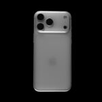 Rear view of a silver premium smartphone with triple camera system
